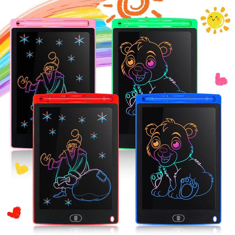 4 Piece LCD Writing Tablet Doodle Board Electronic Toy 8.5 Inch Colorful LCD Writing Board Electronic Tablet Writing LCD Erasable Drawing Pad Reusable Writing Pad (Blue, Red, Green, Pink) Blue, Red, Green, Pink
