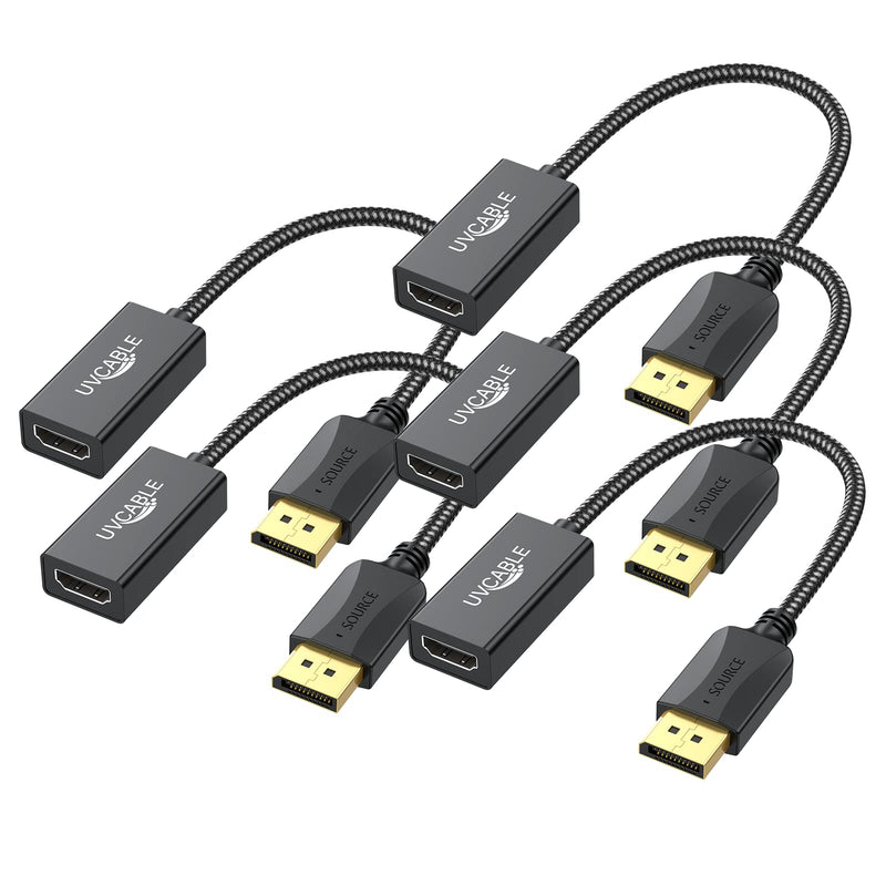 DisplayPort to HDMI Adapter 4K, 5-Pack, Display Port DP to HDMI Adapter Cable Male to Female Compatible with Computer, Monitor, TV, Projector (5, black)