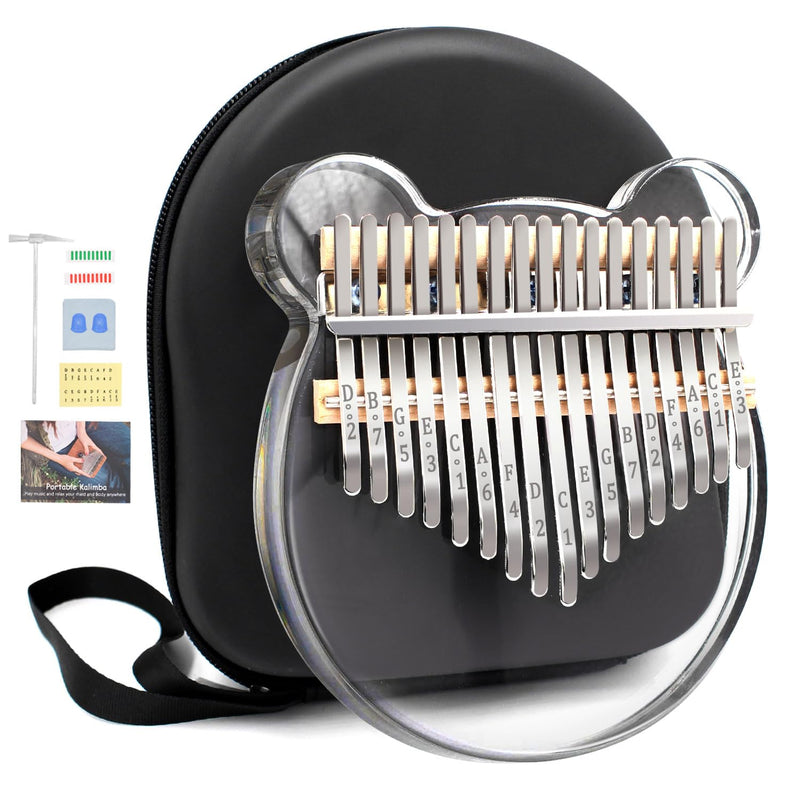 [AUSTRALIA] - Acrylic Kalimba Thumb Piano,YUNDIE Portable 17 Keys Mbira Crystal Finger Piano, Musical Instruments Birthday Gift for Kid Adult Beginners Professional(Clear) (17 Keys) 