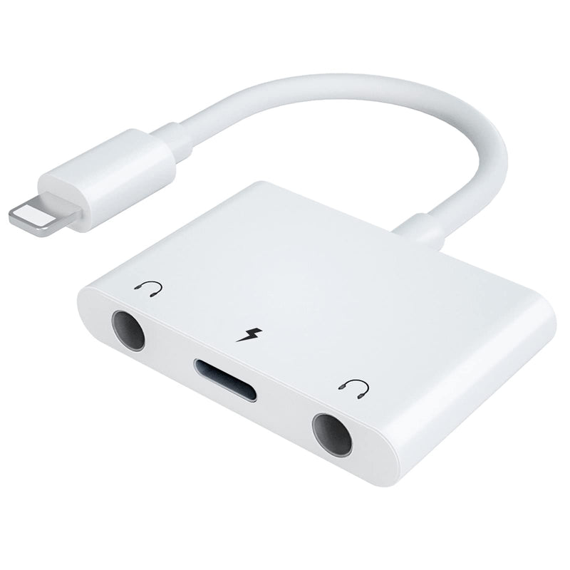 [AUSTRALIA] - 3in1 Lighting to 3.5mm,Headphone Adapter for iPhone, Dual Earphone Jack Audio and Charging Adapter,Headphone Splitter for iPhone 14/13/12/11/XS Max/XR/8/7 Plus /6/ iPad,Support iOS 10 to16 