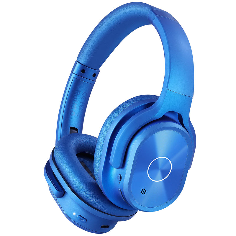 ZIHNIC Active Noise Cancelling Headphones, 40H Playtime Wireless Bluetooth Headset with Deep Bass Hi-Fi Stereo Sound,Over-Ear Headphone,Comfortable Earpads for Travel/Home/Office (Blue) Blue