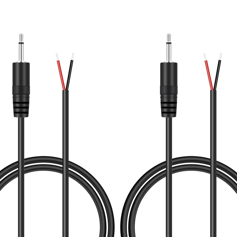 Bolvek 2 Pack 3ft 2.5mm TS Mono Male Plug Adapter Connector to Bare Wire Open End Pigtail Audio Cord for 2.5mm Jack Charging Cable Charger Cord Equipments