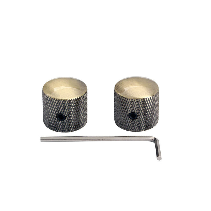 2Pcs Bronze Electric Bass Guitar Knobs Metal Volume Tone Control Knob Cap with Wrench for Electric Guitar Bass Accessories