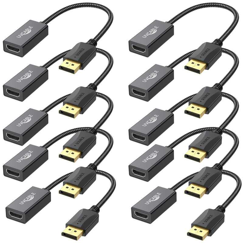 DisplayPort to HDMI Adapter 4K, 10-Pack, Display Port DP to HDMI Cable | Male to Female Compatible with Computer, Monitor, TV, Projector Black