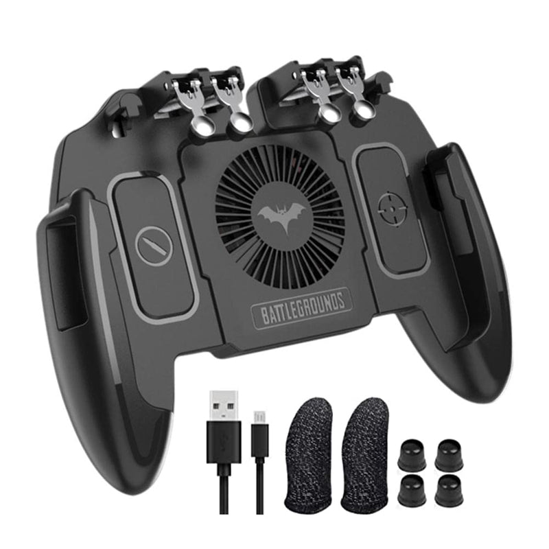 PUBG Mobile Controller Joystick Turnover Button Gamepad for PUBG iOS Android Six Finger Operating Gamepad With Cooling Fan