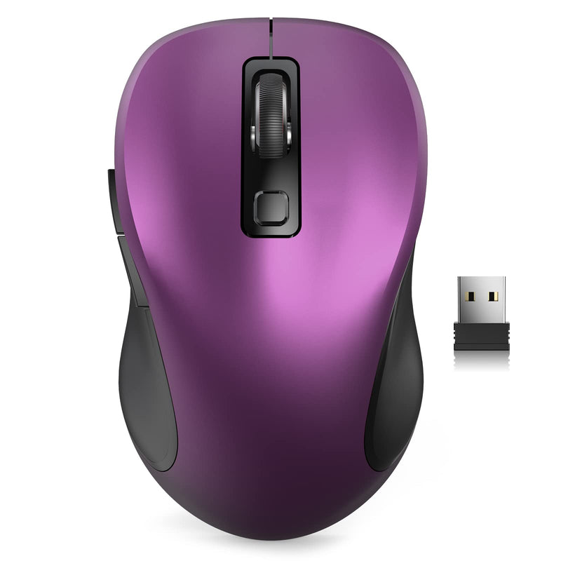 Wireless Mouse for Laptop, Trueque 2.4GHz Ergonomic Computer Mouse with 3 Adjustable DPI Levels, Page Up & Down Buttons, USB Mouse for Chromebook, PC, Desktop, Notebook, MacBook (Purple) Purple
