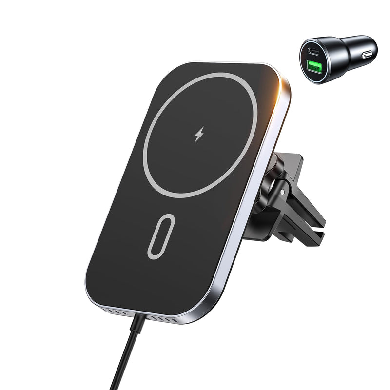 Mukiya for MagSafe Car Mount Charger with Adapter, 360° Rotation Magnetic Wireless iPhone Car Charger for Air Vent, Compatible with iPhone 17/16/15/14/13/12 Series, Gifts for Husband/Men Black