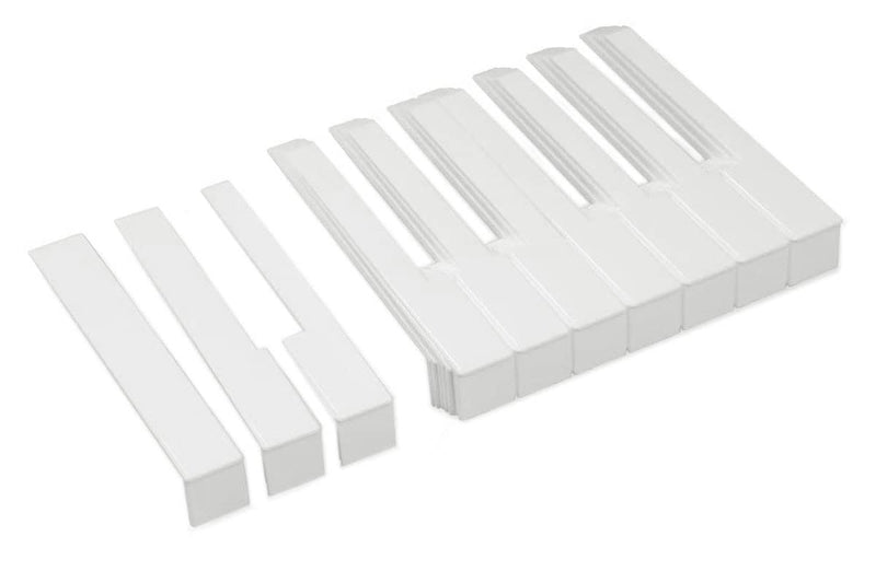 Jiayouy Complete Set 52Pcs Plastic Piano Keytops with Fronts Piano Key Tops Replacement White 52mm Long Head