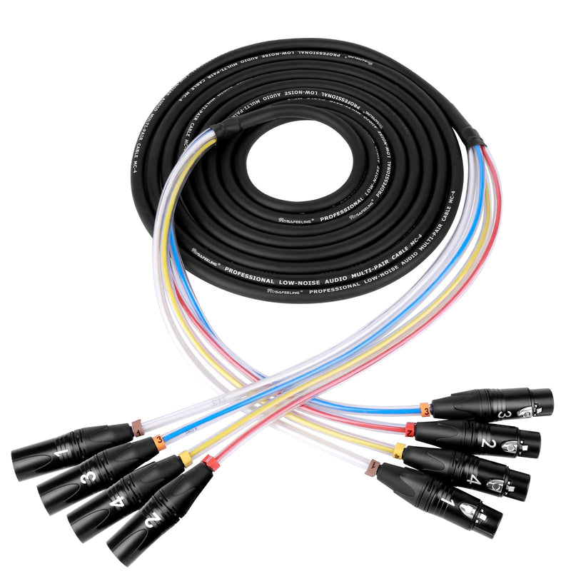 [AUSTRALIA] - Toronce 4 Channel Professional Multi-Media Snake Cable 4 Pairs Male to Female 3 Pin XLR Balanced Audio Extension Cable (10Feet) 4-Channel _10t 