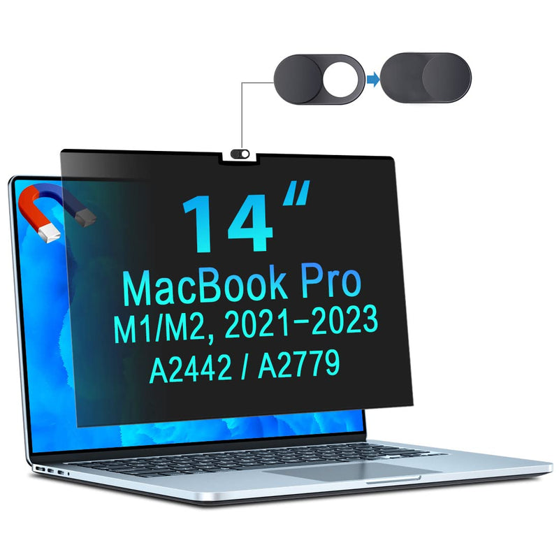 Privacy Screen for MacBook Pro 14" 2021-2023 (A2442/A2779/A2918/A2992,M1/M2/M3) | Magnetic Anti-Glare Blue Light Filter | Matte & Glossy Design Privacy-Mac Pro14"(2021-2023,M1,M2)-Magnet
