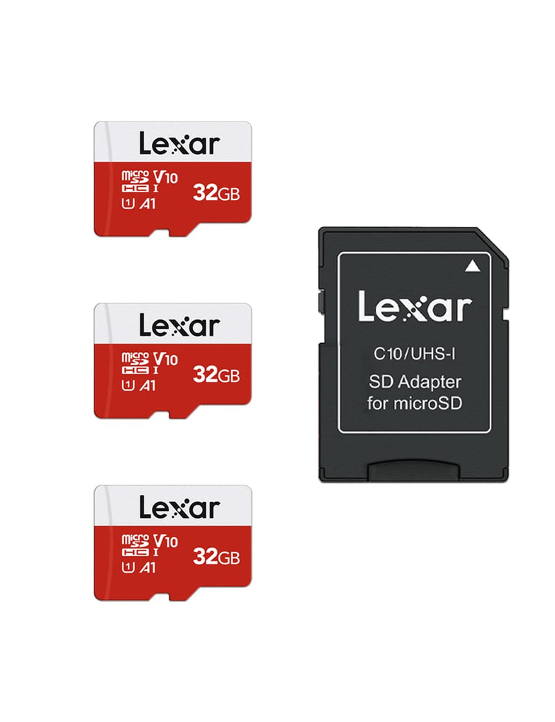 Lexar 32GB Micro SD Card 3 Pack, microSDHC UHS-I Flash Memory Card with Adapter - Up to 100MB/s, U1, Class10, V10, A1, High Speed TF Card (3 microSD Cards + 1 Adapter) 32GB x3
