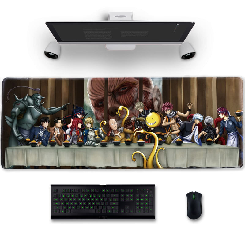 Anime Character Mouse Pad for Computer - Anime Character Collection Saitama Eren Jaeger Gaming Large Mouse Pad Non Slip Rubber Mat, Desktop PC Laptop Office Big Mouse Pad 31.5x11.8x0.12inch 31.5in x 11.8in, Anime Character Collection