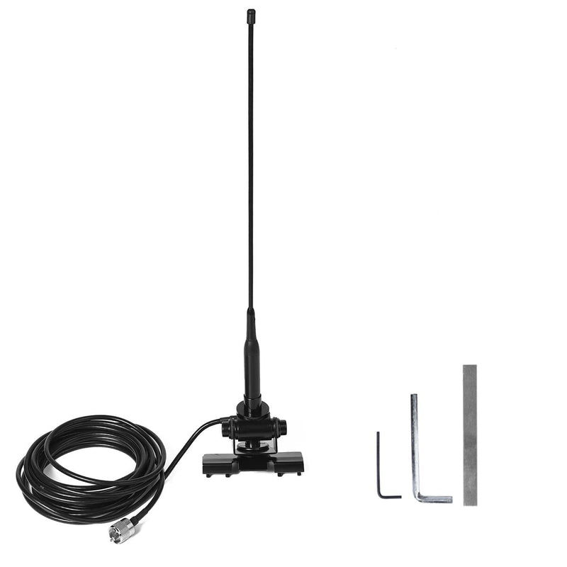 Mobile Radio Antenna GMRS 155MHz/460MHz Bendable Soft Whip Car Radio Antenna w/16.4ft Coaxial Cable PL259 Male Connector and Bracket Clip NL-R2