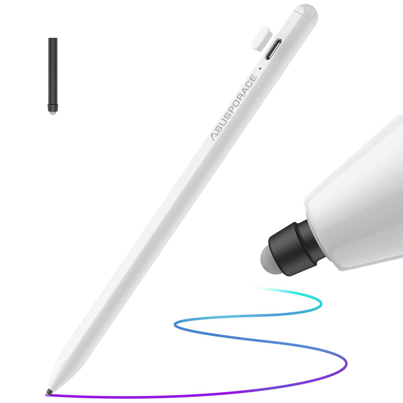 Hard Silicone Nib Writing Stylus for iPad, Active iPad Pencil with Non-Slip, Soft and Silent Writing Feel, Palm Rejection Stylus for iPad Pro, iPad 9/8/7/6th, iPad Air 4th/3rd, iPad Mini 6/5th