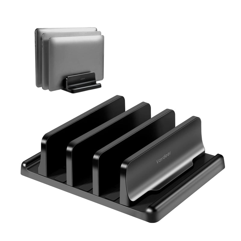 Vaydeer 3-Slot Vertical Laptop Stand Made of Premium ABS Plastics 5 in 1 Design Space-Saving Adjustable Desk Organizer for All MacBook/Chromebook/Surface Three Slot Black