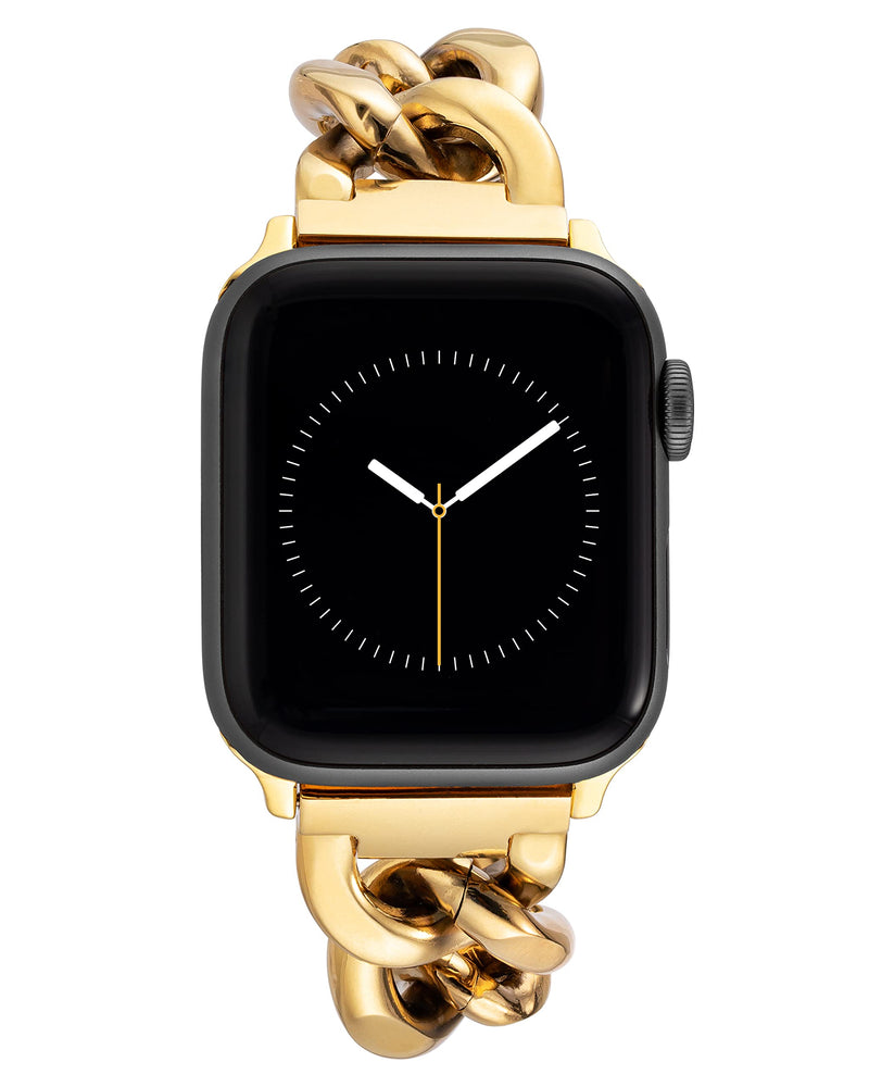Anne Klein Fashion Chain Bracelet for Apple Watch, Secure, Adjustable, Apple Watch Replacement Band, Fits Most Wrists 42mm (Series 1-3), 44/45/46/49mm (Ultra & Ultra 2) Gold-Tone