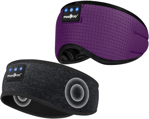 MUSICOZY Bluetooth Sleep Mask and Headband Bundle – Wireless Headphones Set for Sleep, Travel, and Exercise