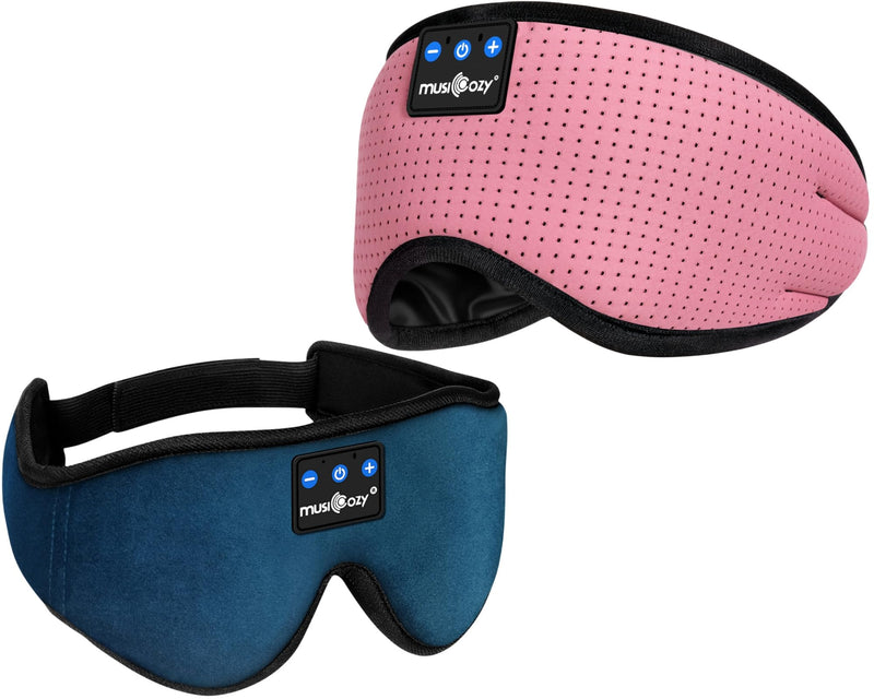 MUSICOZY Sleep Headphones Breathable Bluetooth 5.4 Headband 3D Sleeping Headphones, Wireless Eye Mask Sleep Earbuds for Side Sleeper Women Office Air Travel Cool Tech Gadgets Unique Gifts 2 Packs