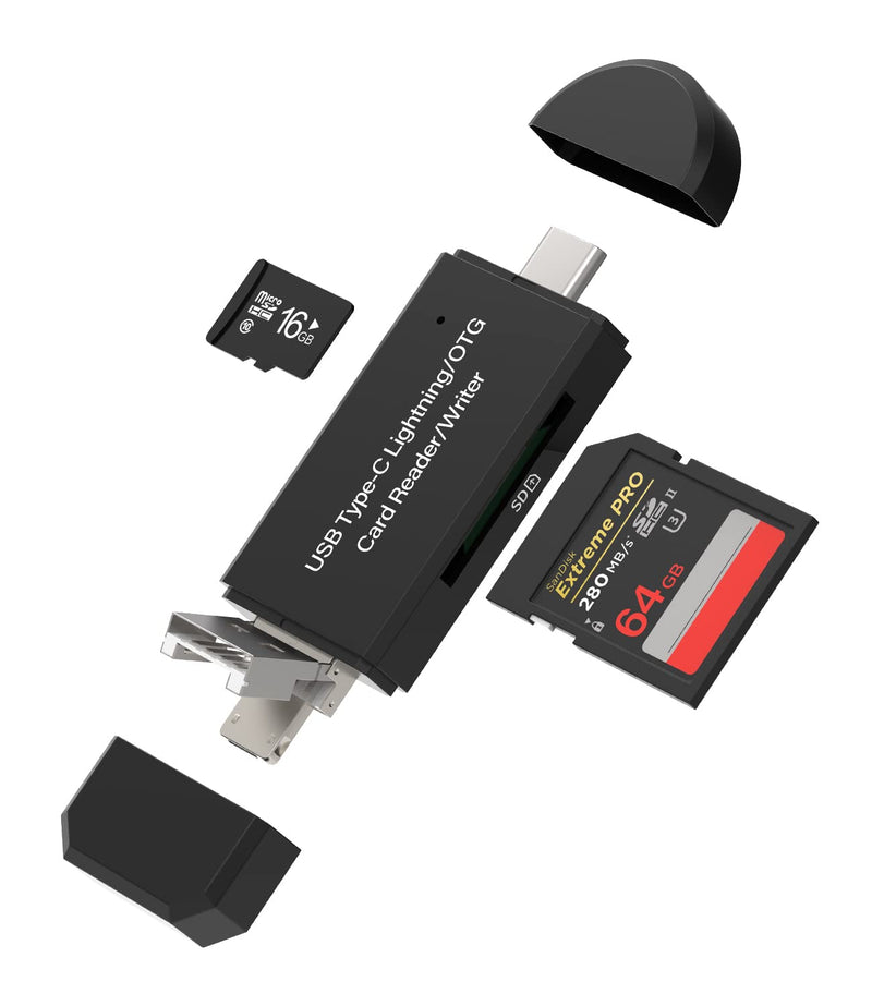 SD Card Reader OTG Micro USB C Camera Memory Adapter Compatible With Apple Samsung Galaxy Android Iphone13 12 11 Pro Max Mini Ipad 2.0 for SD And TF Card Type-C Lightning USB 3 In 1 PC Computer Laptop