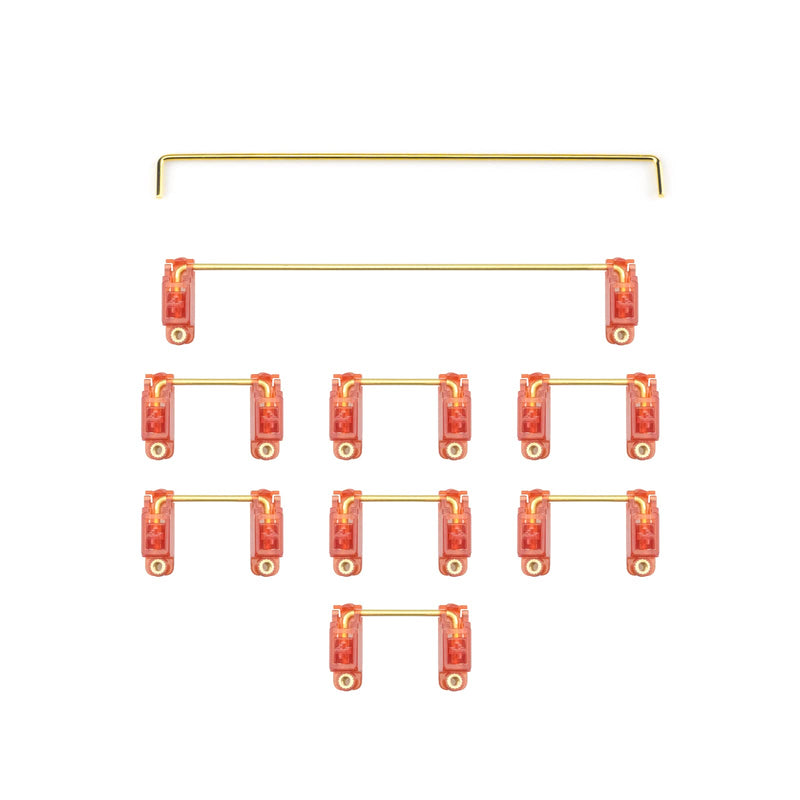 Gold-Plated PCB Screw-in Stabilizers， 2u 6.25u 7u，Keyboard Stabilizers ，with Nylon Washers （Golden Wire+ Red 100% Keyboard） Golden wire+ Red 104 Set