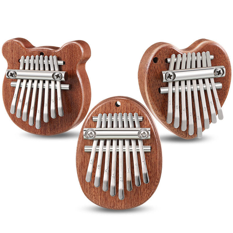 3 Pack Finger Piano Gift Mini Thumb Piano with 8 Key Finger Thumb Piano Portable Mini Pocket Kalimba Cute Heart Oval Bear Kalimba Small Hand Piano for Kid Adult Christmas Musical Ready (2.7 Inch) 2.7 Inch