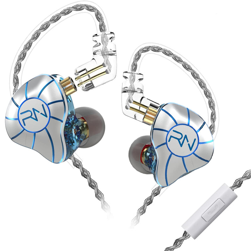 RevoNext in Ear Headphones 4BA+1DD 5 Drivers IEM Earphones HiFi Wired Earphones with Microphone 3.5mm Audio Plug 2 Pin Detachable Cable Gaming Headphones, White