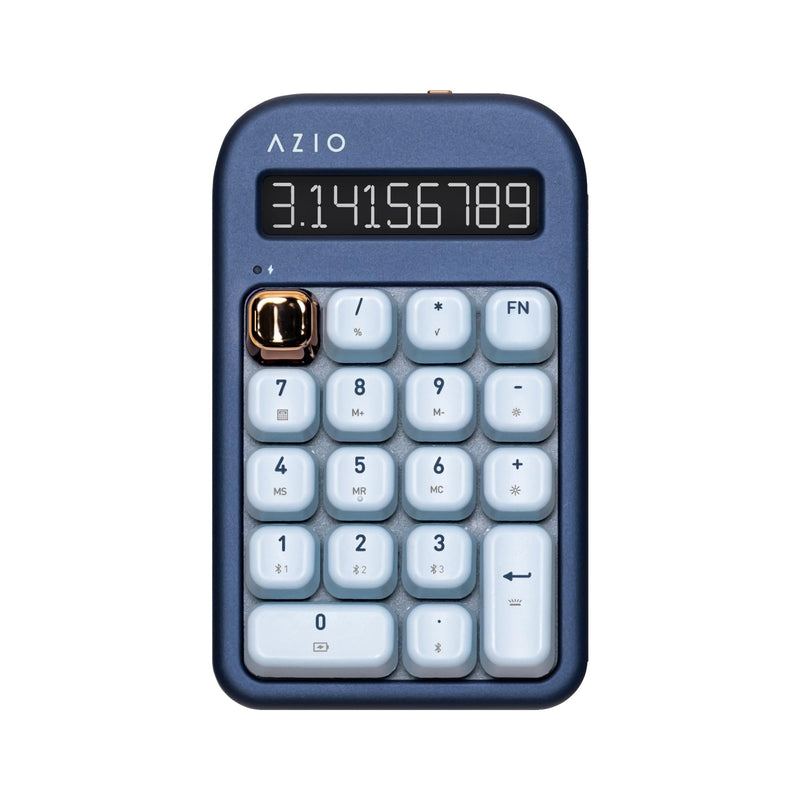 AZIO IZO Wireless Mechanical Calculator & Number Pad - Bluetooth 5.0 & USB, Gateron-Blue Mechanical Switch, 9 Backlight Modes, Rechargeable, PC & Mac Compatible, Blue Iris (IN105) Azio IZO