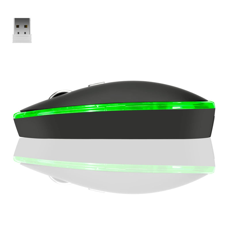 Wireless Backlit Mouse LED Silent Rechargeable Battery with Optical Backlight Switch Compatible Mac Windows 7/8/10 for PC Laptop(Black) black