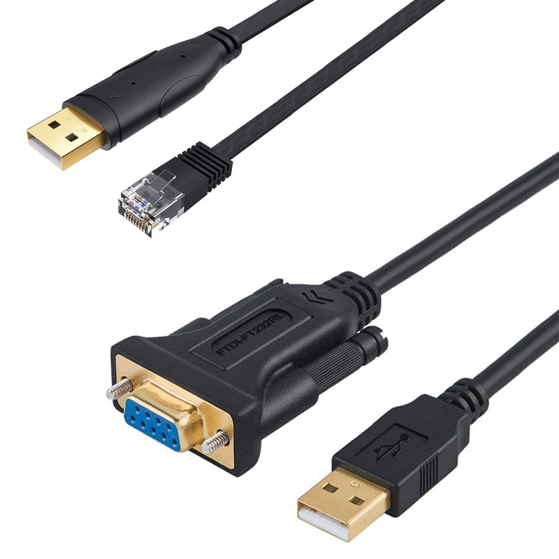 CableCraetion USB to RS232 Serial Adapter (FTDI Chip), 6.6 Feet with USB Console Cable 6 FT