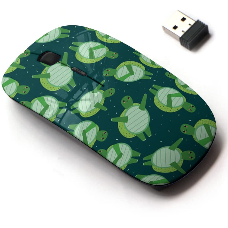 2.4G Wireless Mouse with Cute Pattern Design for All Laptops and Desktops with Nano Receiver - Turtles Backdrop Colorful