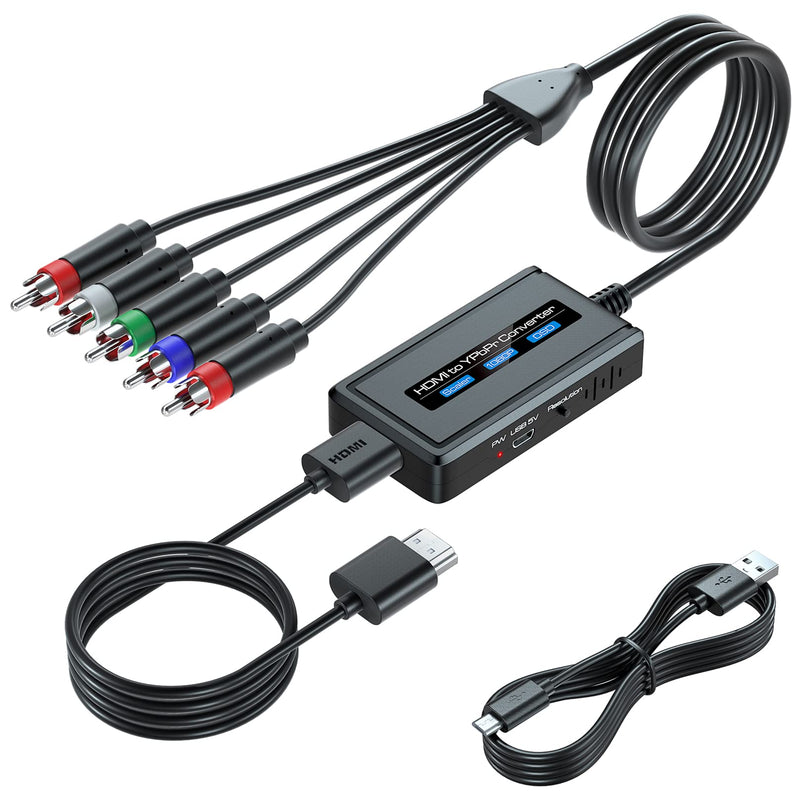 HDMI to Component Converter Cable with Scaler Function, 1080P HDMI to YPbPr Scaler Converter Supports 1080i HD Input for Old TVs Black