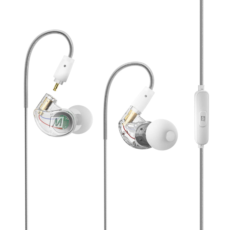 MEE Audio M6 VR Multiplatform in-Ear Earphones with Headset Microphone for PS5, Xbox, Nintendo Switch, PC; Also Includes Short Cable and mounting Bracket for Oculus Quest and Other VR Gaming Headsets 3.5mm Wired for VR Clear