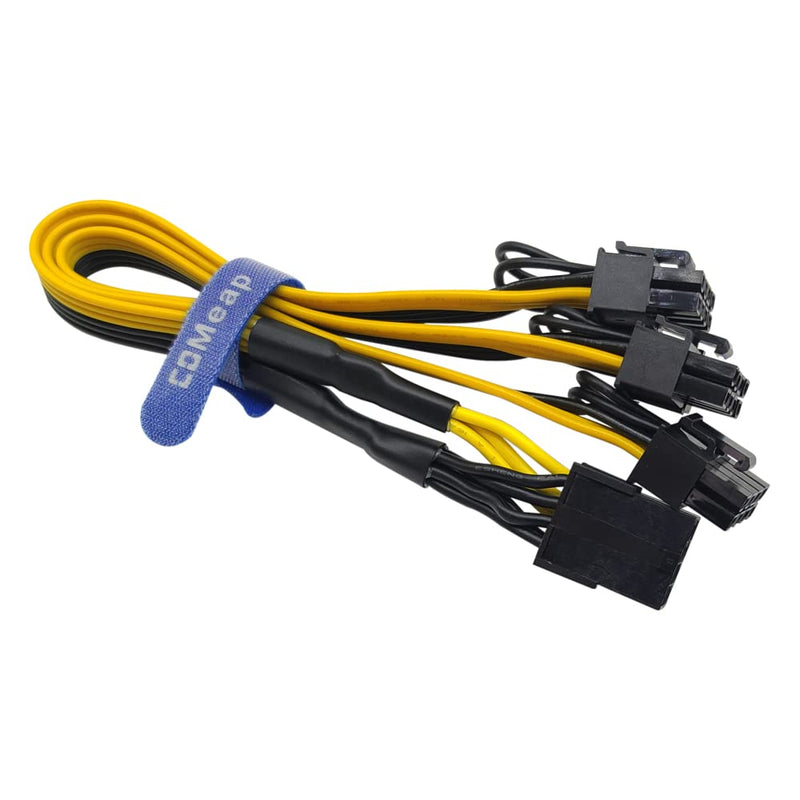 COMeap GPU VGA PCIe 8 Pin Female to 3X 8 Pin(6+2) Male PCI Express Adapter Splitter Extension Cable for Bitcoin Ethereum Mining 11.4-inch(29cm) 3x8pin(6+2)