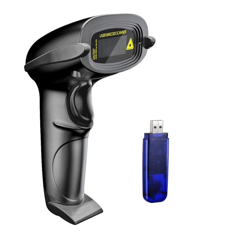 [AUSTRALIA] - NADAMOO Wireless Barcode Scanner 328 Feet Transmission Distance USB Cordless 1D Laser Automatic Barcode Reader Handhold Bar Code Scanner with USB Receiver for Store, Supermarket, Warehouse - Black 