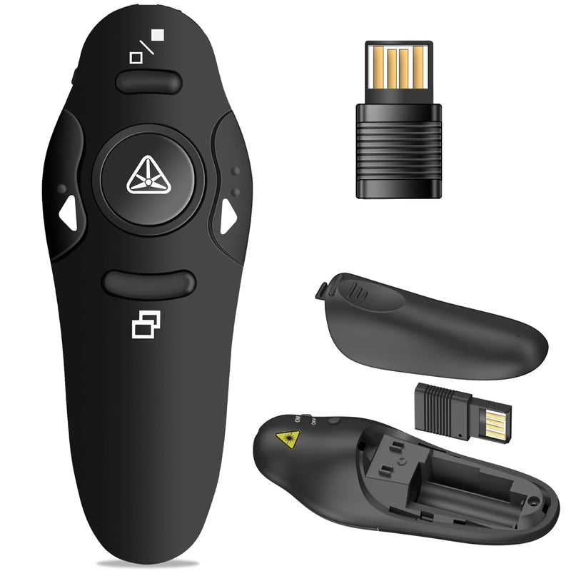Presentation Clicker Wireless Presenter Remote USB Control Powerpoint PPT Clicker, Laser Pointer RF 2.4GHz Presenter Remote Google Slide Advancer Powerpoint Clicker for Computer/Laptop/Mac/Keynote Red Light