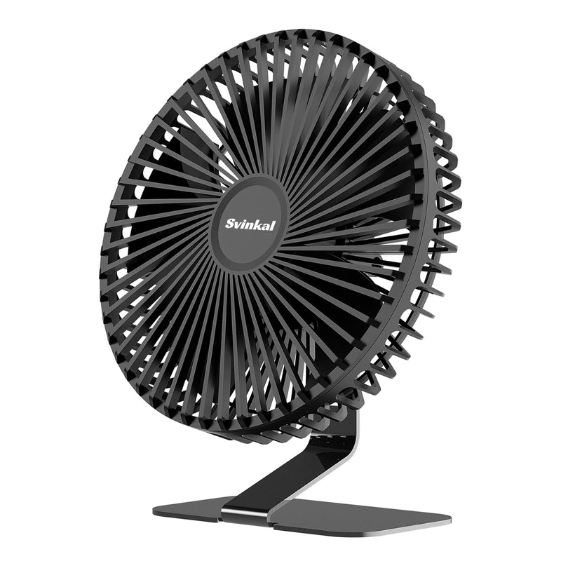 Svinkal USB Desk Fan, 6 Inch Ultra-quiet Desktop Table Fan, 90° Adjustment , USB Powered, 4 Speeds Powerful Desktop Table Fan, Portable Mini Desktop Table Fan for Home Bedroom Office RV Outdoor Travel (Black) TF61 FAN 6"