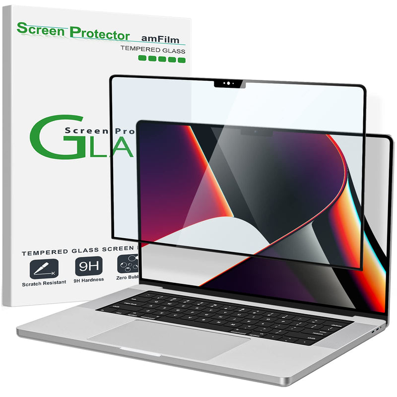 amFilm MacBook Pro 16.2 inch M3 Pro//M3 Max/M2 Pro/M2 Max/M1 Pro/M1 Max Chip Tempered Glass Screen Protector 2021-2023 Release, [9H Hardness][ Anti-Scratch][ Anti-fingerprint],1 Pack