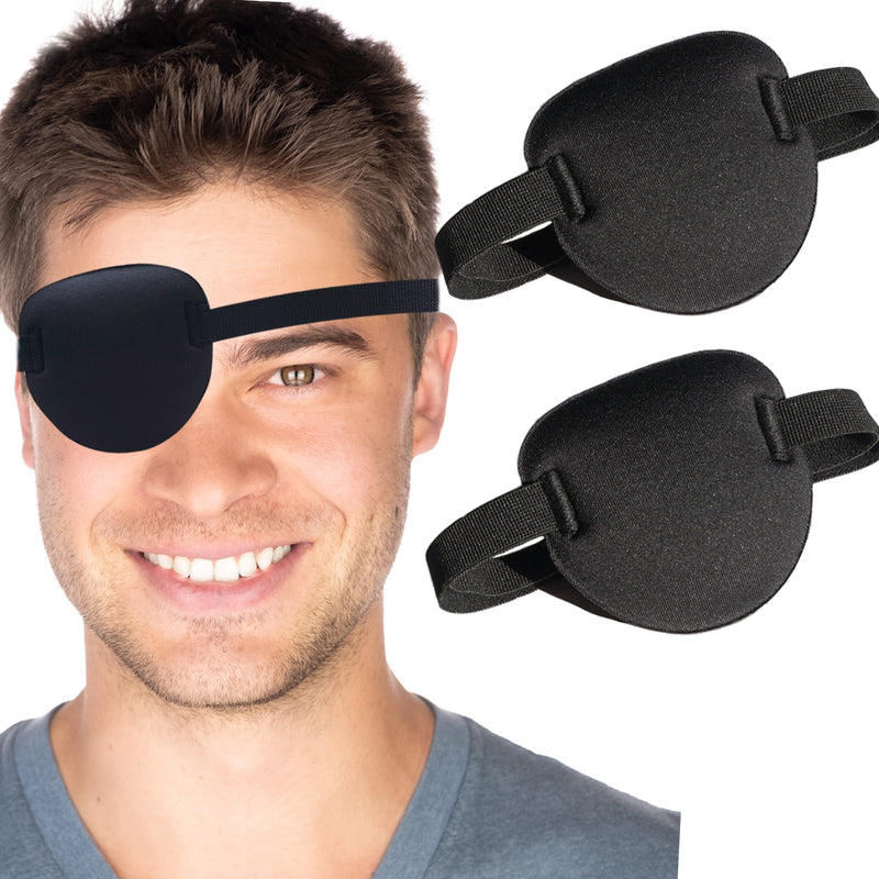 2 Pcs Eye Patches for Adults and Kids,3D Adjustable Eyepatch for Right or Left Eye,One Eye Cover for Lazy Eye,Pirate Costume(Black)