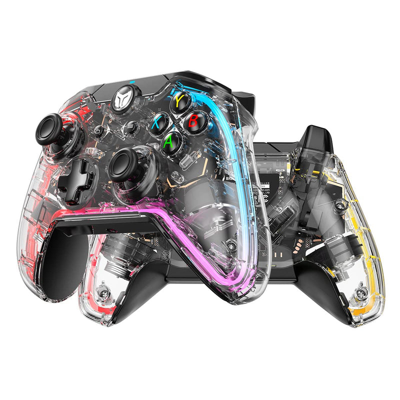 PC Controller, BIGBIG WON Rainbow Wired Game Controller RGB Light, Custom Back Button, Motion Aim, Dual Motor, Linear Trigger, 3.5mm Audio PC Gaming Controller for Win11&10 Controller for Switch - 1pc