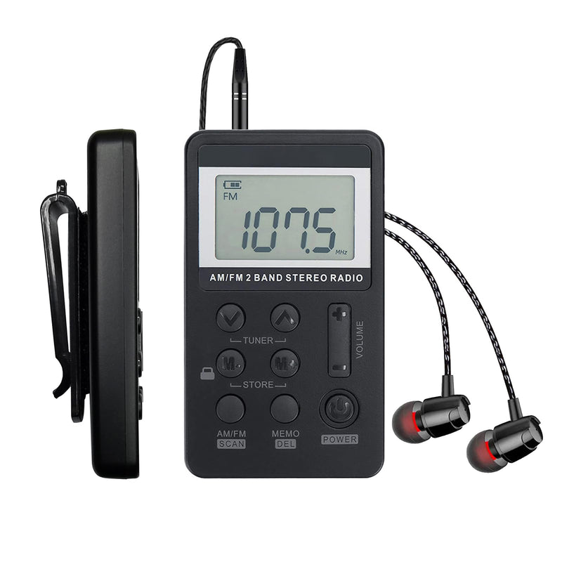 [AUSTRALIA] - Portable AM/FM Pocket Radio with Digital Tuning LCD Display, SWDSTP Rechargeable Mini Radio with Stereo Earphone and Removable Belt Clip for Walking, Jogging 