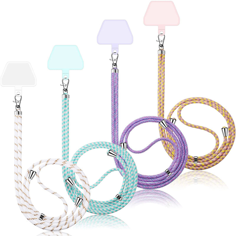 Weewooday 4 Pieces Universal Cell Phone Lanyard Around The Neck Phone Lanyard Crossbody Adjustable Nylon Phone Lanyard Patch with Neck Strap for Most Phones(Bright Color Series) Bright Color Series