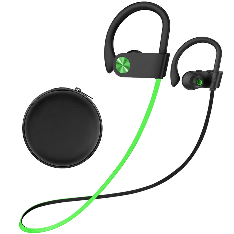Stiive Bluetooth Headphones, 5.3 Wireless Sports Earbuds IPX7 Waterproof with Mic, Stereo Sweatproof in-Ear Earphones, Noise Cancelling Headsets for Gym Running Workout, 16 Hours Playtime - GreenBlack A,GreenBlack