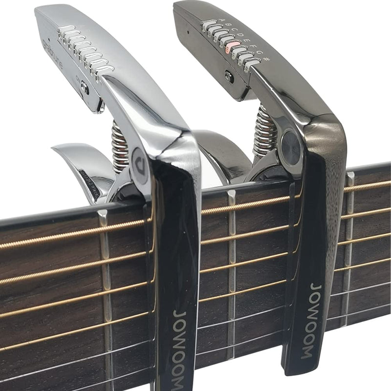 Personality Advanced Capo-Tuner 2-in-1 for Acoustic Guitar with USB Rechargeable Battery/LED Edge Lighting Display Guitar Capo Universal Accessories (Capo-Tuner 2-in-1 Black) Capo-Tuner 2-in-1 Black
