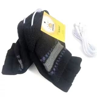Women's & Men's USB Heated Gloves Mitten Winter Hands Warm Laptop Gloves, Knitting Hands Full & Half Heated Fingerless Heating Warmer Washable Design (Black)