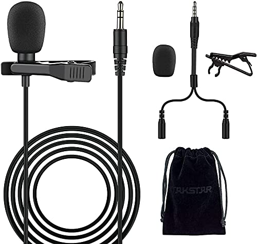 TAKSTAR Lavalier Clip On Microphone, Lav Lapel Mic 3.5mm 16 Feet Interview Microphone Omnidirectional Video Recording Condenser Mic for YouTube Tiktok Studio Recording iPhone Android GoPro Camera