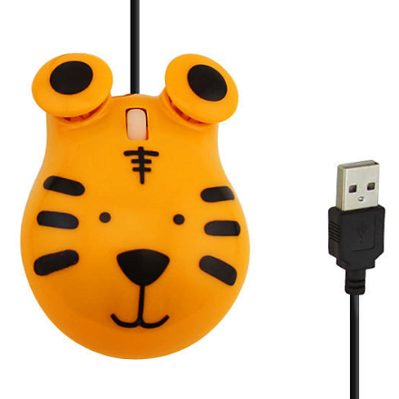 Cute Animal Tiger Shape USB Wired Corded Mouse Optical Mice for Notebook PC Laptop Computer 1600DPI 3 Buttons with 3.2 Feet Cord for Computer Laptop School Kids Children Gift(Orange)