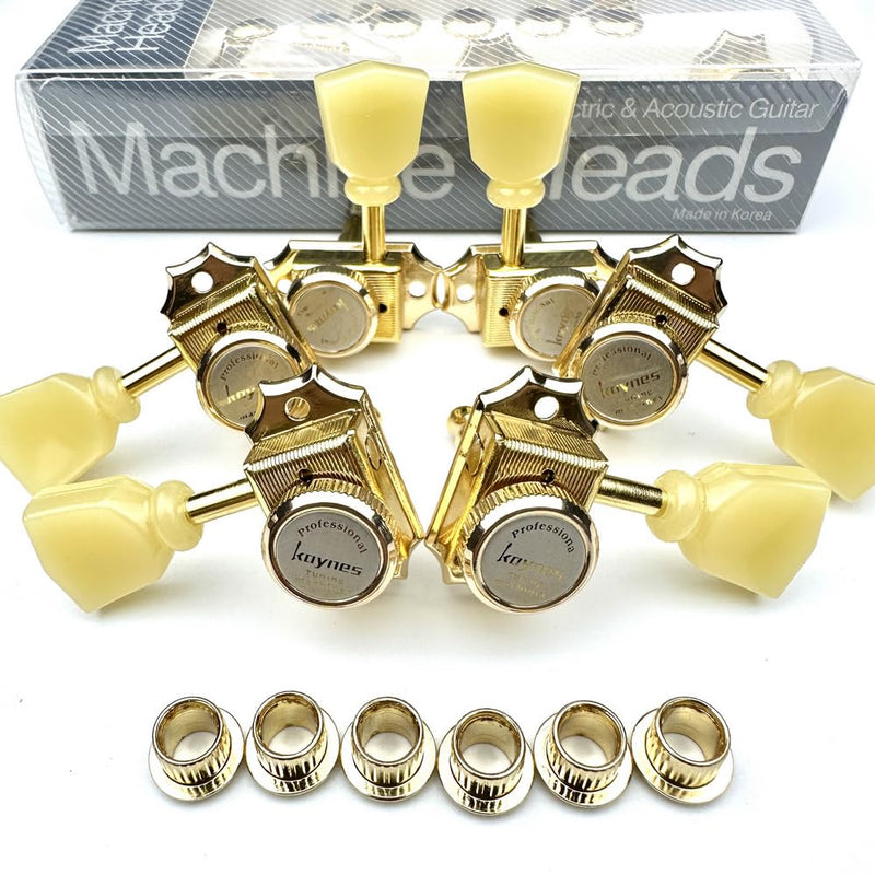 [AUSTRALIA] - Kaynes 3x3 Guitar Lock String Tuning Pegs – Gold Vintage Deluxe Style Locking Tuners Keys Machine Heads Tuners for Les Paul LP SG Style Electric or Acoustic Guitar (Golden) Golden 