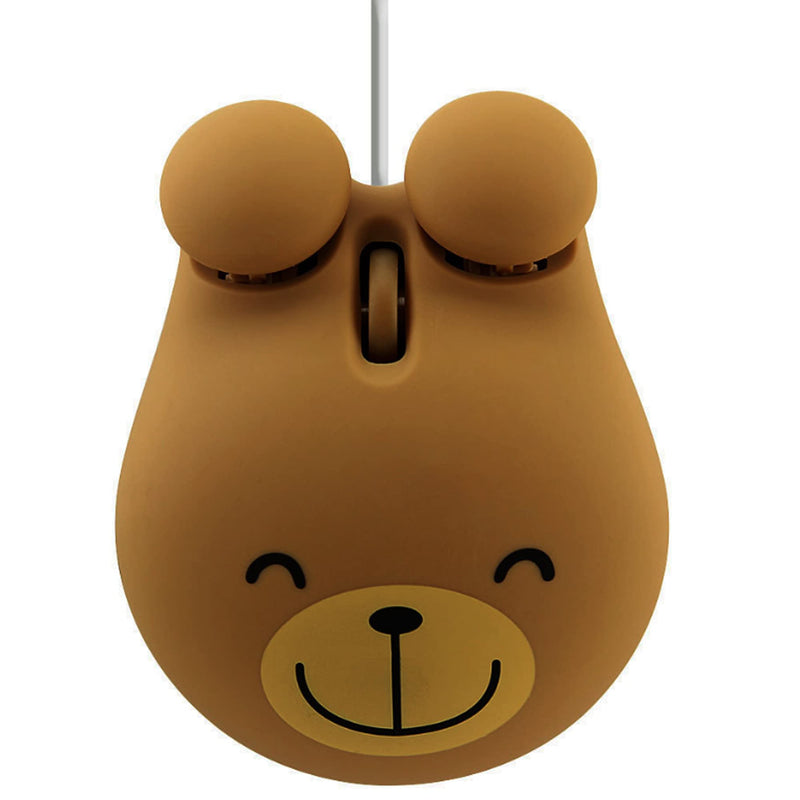 Cute Animal Bear Shape USB Wired Corded Mouse Optical Mice for Notebook PC Laptop Computer 1600DPI 3 Buttons with 3.2 Feet Cord (Brown)