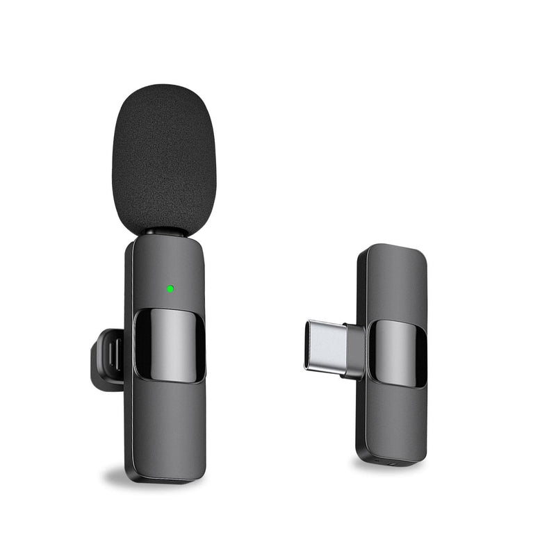 Professional Wireless Lavalier Lapel Microphone for Android Computer - Cordless Omnidirectional Condenser Recording Mic with USB C Interface for Interview Video Podcast Vlog YouTube Black