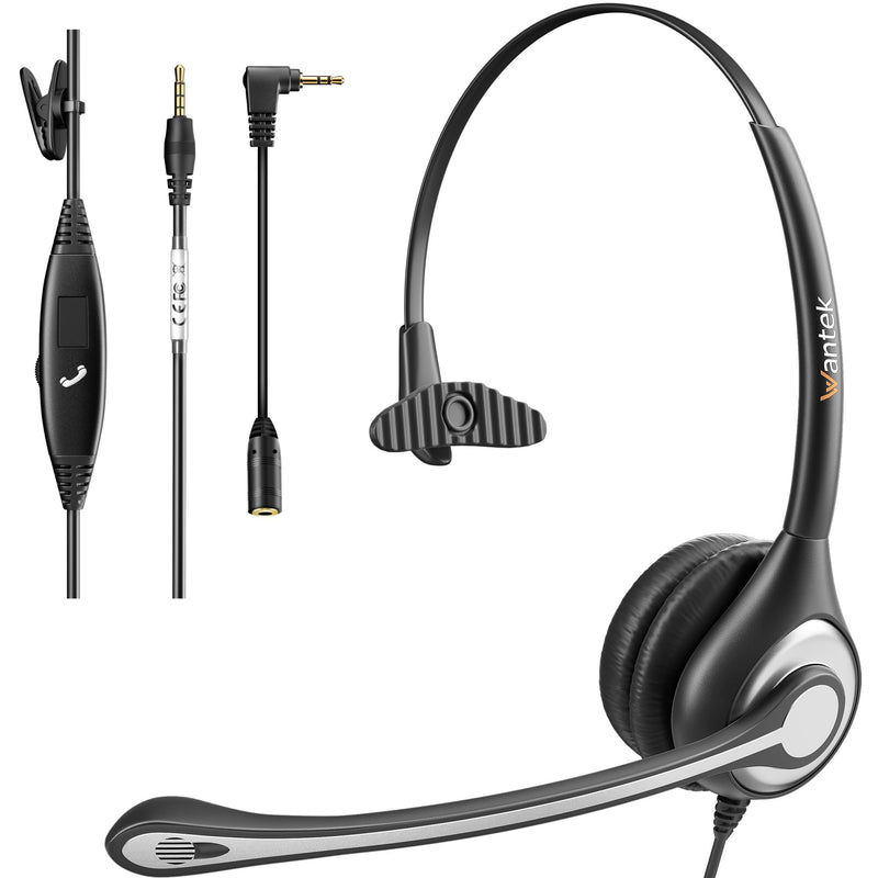 [AUSTRALIA] - Wantek Cell Phone Headset with Microphone Noise Cancelling for Laptops, PC,3.5mm Jack,Volume Control,Wired Computer Headsets for Zoom Skype,for Office,Business, Call Center, Clear Chat 6035 